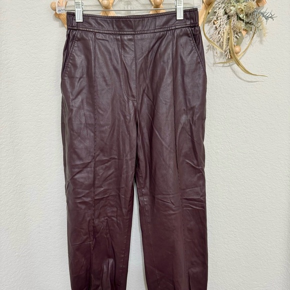 Hugo BOSS Burgundy Brown Maroon Faux Leather Joggers size 2 - Picture 3 of 6